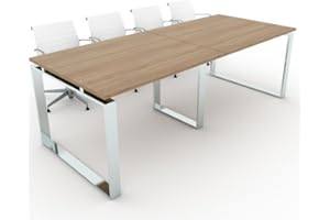 DUÓFIC Mesa de Reuniones, Conferencias y Oficinas. Estructura metálica con Marco Cerrado Color Cromado (240x100). Fabricado en España. Envio a Toda la Península. (Olmo.)