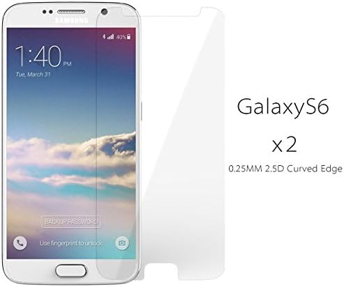 Samsung Galaxy S6 Screen Protector,NasaBear 2 Pack Galaxy S6 Tempered Glass Screen Protector HD 0.25mm Slim 2.5D 9H Hardness Premium Tempered Glass Screen Protector For Galaxy S6