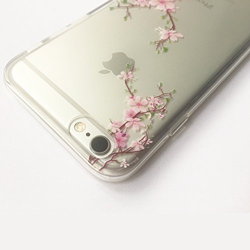 iGrelemÂ® iPhone 6 6s Case [ with Free Tempered Glass Screen Protector ], Ultra Thin TPU Soft Cover for Apple iPhone 6 4.7'', Colorful Pattern Design Jelly Protective Case for iPhone 6 4.7 Inch - Flowers, #15