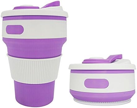 Camping Hiking Collapsible Folding Mug Travel Cup Leak Proof,Collapsible Silicone Coffee Cup BPA-free Foldable Gift Idea (purple)