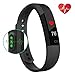 Produktbild Fitness Tracker Uhr mit Herzfrequenz Monitor, bonebit V1 Gesunde Armband Sports Activity Tracker Pedometer Schritte Zähler Touch Bildschirm Wasserdicht blooth 4.0 Uhren für iOS Android-Telefone, 115 Hr, schwarz