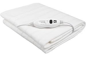 Calientacamas eléctrico en color blanco, dimensiones: 150 * 80 cm, lavable. 2 ajustes de temperatura. Potencia: 60W. THULOS TH-EB300.