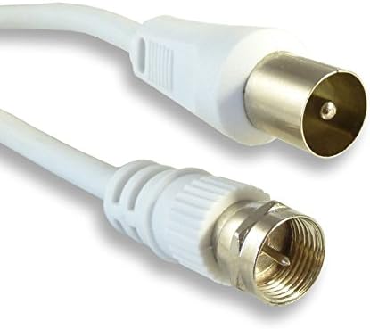C4A® White 2.5m F Plug to TV Coax Aerial Cable/F Connector to TV Aerial Male