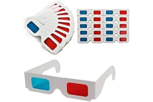 LAKAMODO Lot 10 Lunettes 3D Anaglyphe Rouge/Cyan Bleu Carton TV Vidéo Image