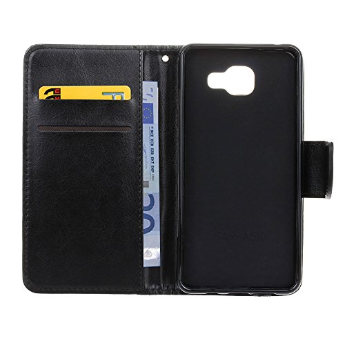 Samsung Galaxy A5 ( 2016 ) Schutzhülle Leder Hülle, Alfort 3 in 1 Flip Fashion Design Dual Use Falten Premium PU Leder Flip Mappen Kasten Abdeckung für Samsung Galaxy A5 / A510F ( 2016 ) 5.2″ ( Schwarz ) + Netter Staub Stecker + Schwarz Stylus Pen - 7