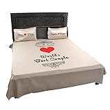YaYa cafe Poly Cotton Mr Mrs Worlds Best Couple Bedsheet for Husband and Wife with 2 Pillow Covers (Beige)