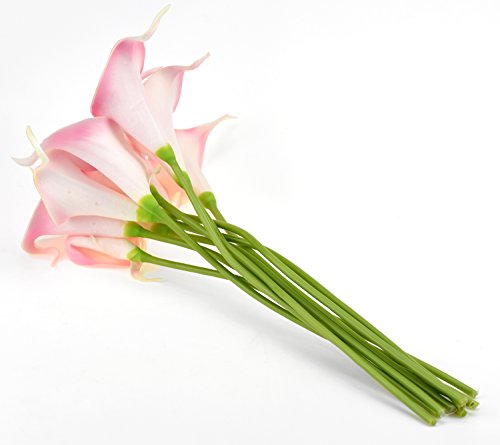 FiveSeasonStuff 10 Stück Qualität Gefühlsecht (Real Touch) Calla-Lilien-künstliche Blumen-Bouquet Dekoration, ideal für die Hochzeit, Braut, Party, Zuhause, Büro Dekor DIY (Rosa) - 4