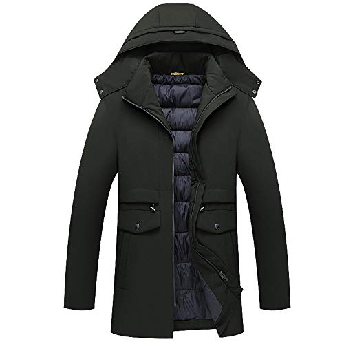 Preisvergleich Produktbild Amphia - Herrenjacke mit Kapuze, Männlich Herbst und Winter Mittellange Verdickung Warmer Baumwollmantel(Grün,XL)