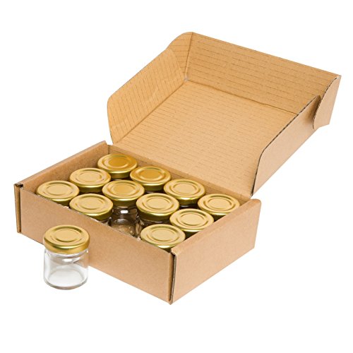 12er Set Sturzgläser mini Gläser 42ml Mini-Glas mit Schraub-Deckel Rundgläser Marmeladengläser Einmachglas klein Portionsgläser Honiggläser mini Probiergläser Einweckglas klein