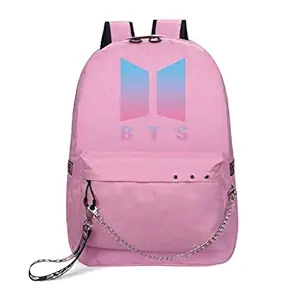 Cute Critters BTS Bangtan Boys Backpack Kpop Gift BTS USB Charging Backpack Merchandise Daypack Laptop Bag College School Bookbag (Pink)