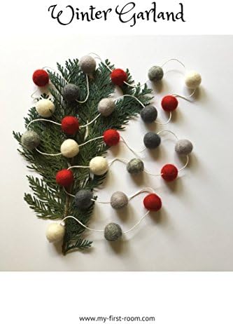 Felt Ball Garland Christmas Red/Fast free shipping/Choose your length/Farmhouse Christmas Decor by My First Room