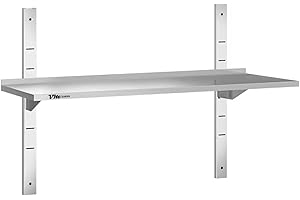 VM Europa - Gastro Wandregal - 60 x 30 cm - Einfach - Aus hochwertiger AISI 430 Edelstahllegierung - Edelstahlregal Gastro Küchenregal Wandbord für Gewerbe Gastronomie Restaurant Küche