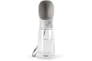 lionto Water Bottle for Dogs and Cats, 500 ml, Dog Drinking Bottle, Portable and Leak-Proof, Made of Food-Grade ABS Plastic with Locking, Dishwasher Safe, Perfect for Travel, Grey