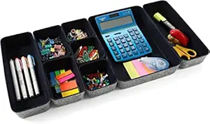 Sittella Art and Craft, Office Supplies Felt Desk and Drawer Organizer | Tray Organizer for Office Desk (Navy Blue)