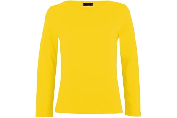 Flickor enkla toppar långa ärmar grundläggande stretch rund hals t-shirt skola t-shirt toppar 5–14 år