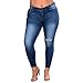 Produktbild Damen Röhrenjeans, VENMO Trashed Skinny Jeans, Super zerrissene Jeans Jeans Denim Hose Slim Fit Skinny Destroyed Zerrissen Stretch Plus Size Zerrissene Stretch Denim Skinny Jeans Hosen Hohe Taille Hosen (Dark Blue, 5XL)