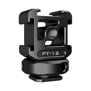 Honeytecs Triple Cold Shoe Mount Adapter Aluminum Alloy with 3 Cold Shoe Dual 1/4 Thread for Camera Extension Microphone LED Light Magic Arm Mount