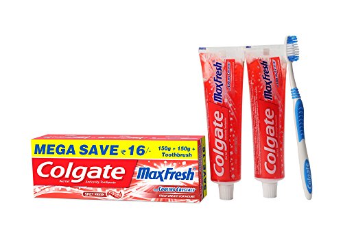 Colgate Toothpaste Maxfresh Spicy Fresh - 300 g (Red Gel - Saver Pack) RS.142 (25.00% Off) - Amazon