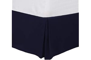 PiccoCasa, tenda da letto a pieghe queen size, copertura per la struttura del letto, drappo di 40 cm su misura, con volant, senza pieghe, resiste allo sbiadimento, facile da riporre, blu scuro