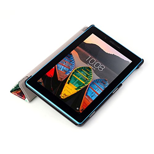 Schutzhülle für Lenovo Tab 3 710F – Utra Slim Ledertasche Flip Case Cover Hüllen Tasche für Lenovo Tab 3 710F / Tab 3 7 Essential (7 Zoll) Tablet Lederhülle Etui mit Standfunktion (#2 Bunte Baum) - 8
