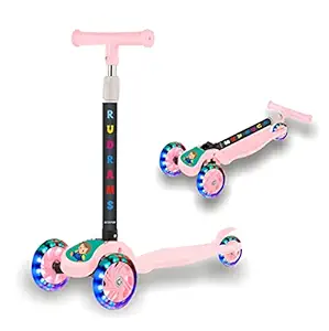 RUDRAMS Kids Scooter with 3 Flashing Led Wheels || Scooter for Kids with Adjustable Height || Kick Scooter for Kids || Skate Scooter for 2-5 Years Kids || Gift for Kids for 3 Years to 5 Years