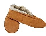  Mum Socken Mokassin-Hausschuhe, Hüttenschuhe, Schluffis, Leder, beige Innenfutter Webfell 35-47 (43)