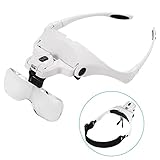 5 Objektiv 1.0 x, 1.5 x, 2.0 x, 2.5 x, 3.5 x Lupe LED-Licht Hands-free Stirnband Lupenleuchte Headband Brillen Lupe Lese-Lupe mit 2 LED Lampen Brillen Lupe Werkzeug