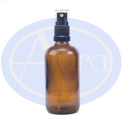 Preisvergleich Produktbild 100ml Braunglasflasche mit schwarzem Zerstäuber. Für ätherisches Öl / Aromatherapie.