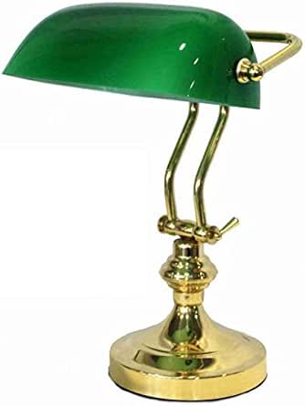 LAMPE DE BUREAU Avec Verre Vert Et Structure Laiton Poli Vintage. EUR 45,90 - FR