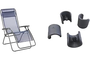 Lafuma RT 1 Chaise, Batyline, Océan II, 87 x 68 x 114 cm & Kit de 4 Patins pour Fauteuil Relax et Chaise Longue, Diamètre: 20 mm, Couleur: Anthracite, LFM2843-1229