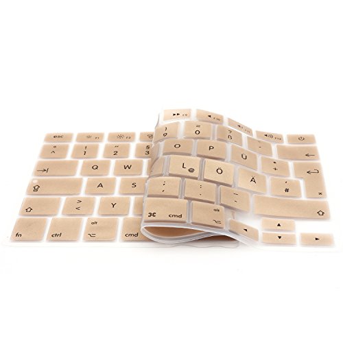 iProtect Tastaturschutz QWERTZ aus rutschfestem Silikon für Apple Macbook Pro Retina 13, 15 Zoll in Gold