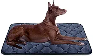 Dog Bed Mat Washable - Soft Fleece Crate Pad - Anti-Slip Matress for Small Medium Large Pets (Grey L) by HeroDog