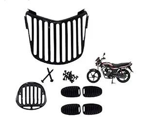 Gate 7 Plastic Full Combo Grill Set Headlight Grill, Indicator Grill, Tail Light Grill for Bajaj Platina (Black, PVC)