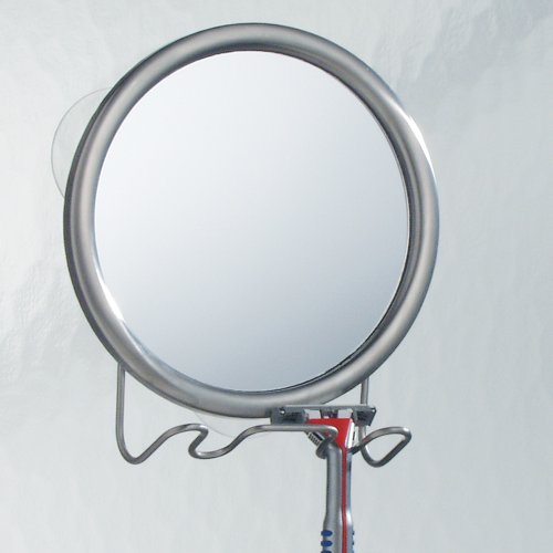 InterDesign 42070EU Forma Spiegel mit Rasierer-Haltung, mit Saugnäpfen, Edelstahl gebürstet - 2