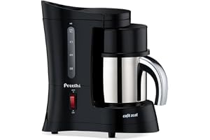 Preethi Cafe Zest Drip Coffee Maker| 450W Coffee Machine for Home | 500ml Capacity | Black (CM 210)