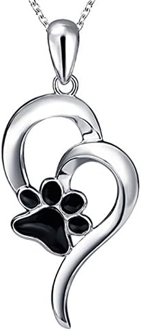 Apotie 925 Sterling Silver Love Heart Necklace Pendant With High Quality And pretty Cubic Zirconia Dog Paw Chain 16-18 Inch