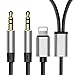 Produktbild Blitz Lightning zu 3.5mm Stecker Kabel Adapter | 3.5mm Stecker auf 3,5mm Stecker 2 IN 1 Aux Audio Stereo Schnur für iPhone 7/7 Plus 6 6S 5 5S an Kopfhörer Home Car Stereo Lautsprecher und mehr (Schwarz)