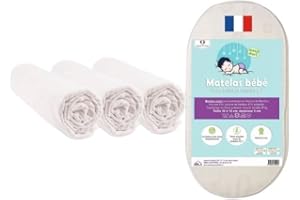 Easy Dort Matelas 32x72 Couffin Berceau Nacelle Bébé + 3 Draps Housse Coton Bio | Kit Complet lit bébé | Certifié GOTS & Oeko-Tex | Fabrication France & UE