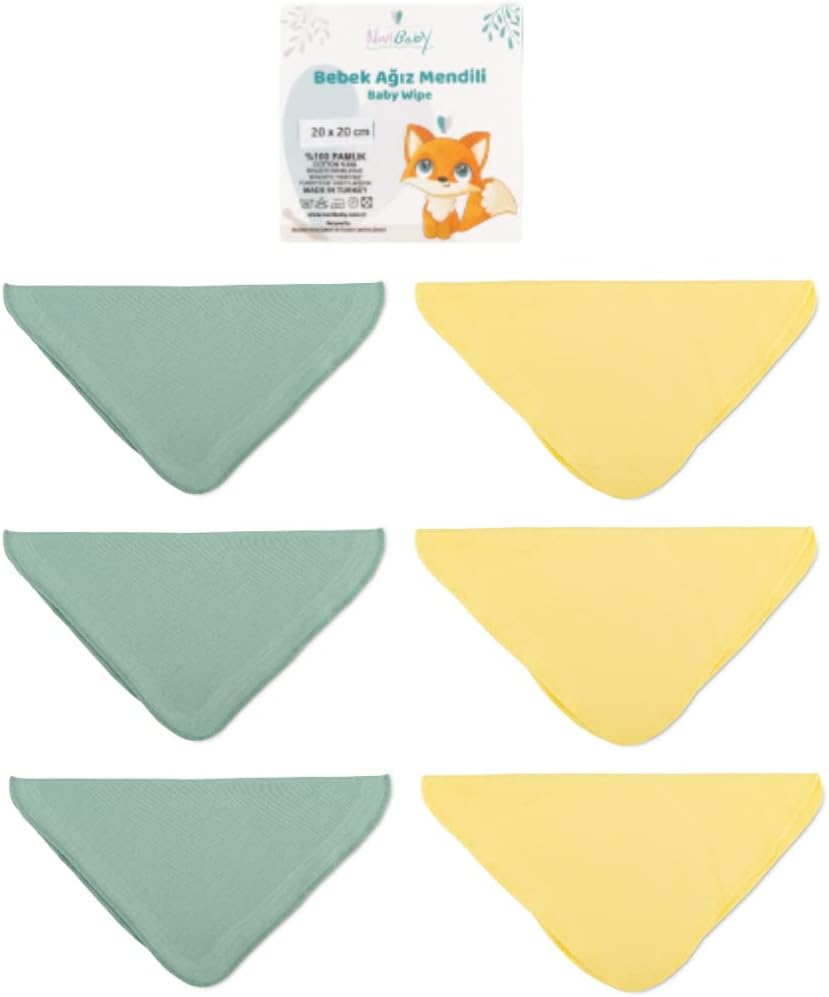 Novibaby 6’lı Bebek Ağız Mendili – Sunrise - Salya Mendili Ağız Silme Mendili 100% Pamuk 20x20cm