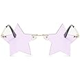 Star Rimless Sunglasses for Women/Men Unique Personalized Pentagram sun glasses Prom Party Sun Mirror