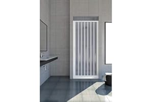 HDCASA Cabina de ducha 80 cm modelo Jade extensible de PVC puerta única con paneles semitransparentes apertura lateral de fuelle color blanco