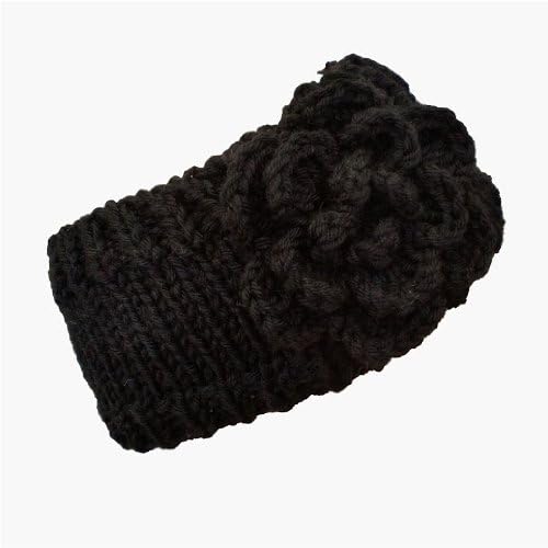 Knitted headband with flower motif: Night Sky