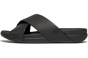 Fitflop Men's Surfer Mens Tumbled-leather Cross SlidesSlide Sandal