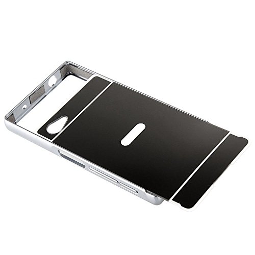 Vandot Premium Funda Aluminio para Sony Xperia M5 Bumper Case del Metal Ultra Thin Espejo Efecto  Fusion Mirror  Trasero Case Cover Protecci  n  Resistente a Ara  azos  y  Choque Absorcion  Carcasa caso - Negro