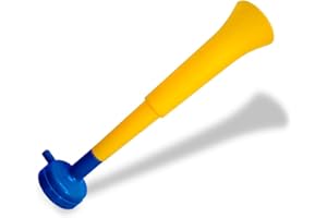 FUN FAN LINE - Pack x3 Plastik Vuvuzela Trompeten. Zubehör für Fußball- und Sportfeste. Geräuschvolles Lufthorn für die Animation.