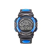 Greenlans Kinder Sport-Armbanduhr, mit LED-Display, Alarm, Datum, blau, Einheitsgröße