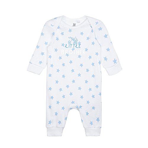 Bluezoo Kids Babies Blue Star Print 'Little Brother' Sleepsuit 3-6 Months