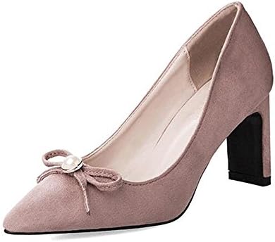 Shoes Women Thick High Heels Suede Leather Closed Toe Wedding Stage Party Work Nightclub Casual Pearl Butterfly Knot Sandals . Khaki . 34