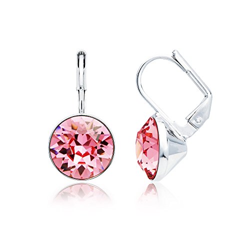 MYJS Bella - Pendientes Chapados en Rodio con Cristales de Swarovski, Rosa Claro