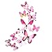 Produktbild 12 Stück 3D Schmetterling Aufkleber Wandsticker Wandtattoo Wanddeko FüR Wohnung, Wandaufkleber Abziehbilder Wandsticker PVC Größe: 11 CM (2 stücke), 8 CM (2 stücke), 6 CM (8 stücke) (Rosa)